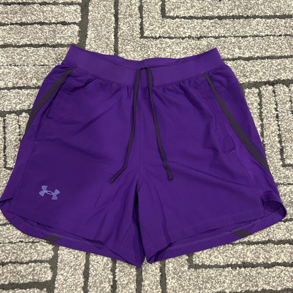 Men’s Under Armour Black and Purple Shorts